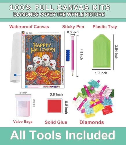 Lophomie Halloween Diamond Art Kits for Adults, 5D Diamond Painting Kits | 12x16 In, Full Round Drill, Easy DIY for Beginners, Relaxing Arts and Crafts, Home Decor & Gift, Ghost & Pumpkins Theme - image 6