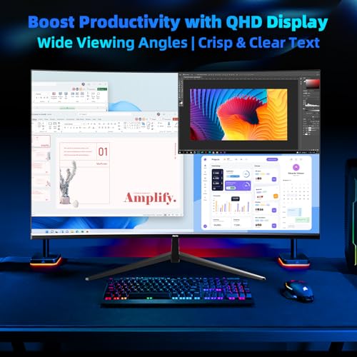 Image of Gaming Monitor, Curved Computer Monitor 32'', Curved Gaming Monitor QHD(2560x1440) 180Hz, Curved Monitor w /Multi-Window, R2800, HDR, FreeSync, 1ms Display, Eye Care|Anti-Glare,PC Monitors Black