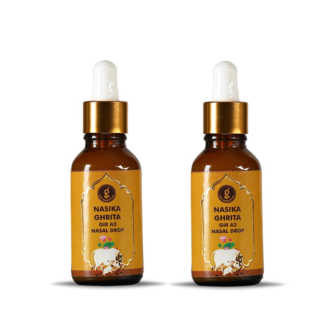 Gir Amritphal Nasika Ghrita Organic Ayurvedic Nasal Drops, 30ml, Pack of 2, for Anxiety Relief, Cognitive Wellness, Natural Intelligence Boost (B0D6N5S27C) Amazon Price History, Amazon Price Tracker