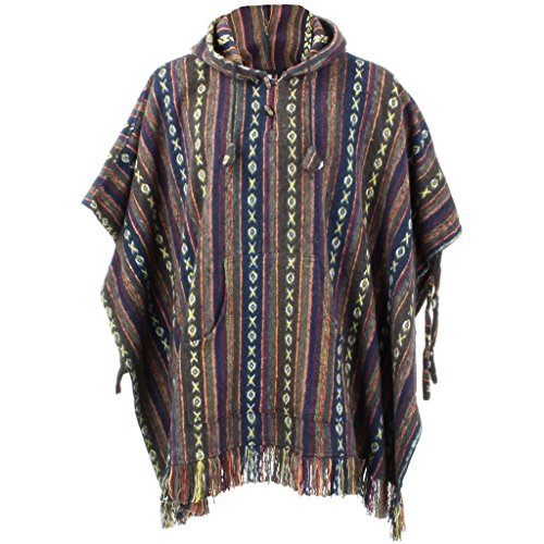 LOUDelephant Poncho à capuche 100% coton tissé Gheri Style mexicain - Multicolore - Taille unique Cover
