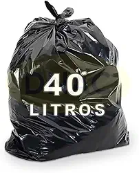 Saco De Lixo Preto 40L 43x53cm 3,5 Micras Para Coleta Seletiva Com 100 unidades - Dnac