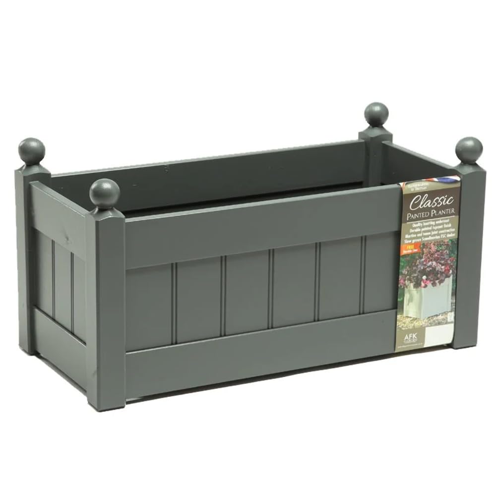 26'' AFK Classic Painted Trough Garden Planter Charcoal Paint with Plastic Liner