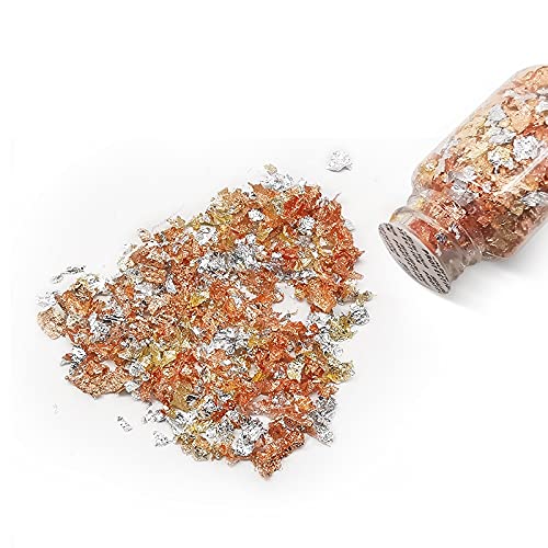 M.H VARAKHWALA Imitation Silver+Copper Leaf Mix Flakes for Resin, Nail Arts, Painting, Gilding and Crafts (5 Gram)-image-48