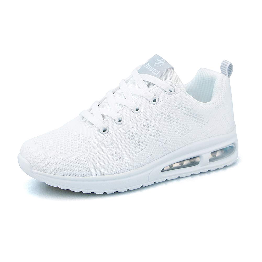 Baskets Femmes Chaussures de Running Respirantes pour Femme Chaussures de Sport pour Femme Athlétiques Légères Lacer Plat Noir Bleu Rose 35-44 EU - 1