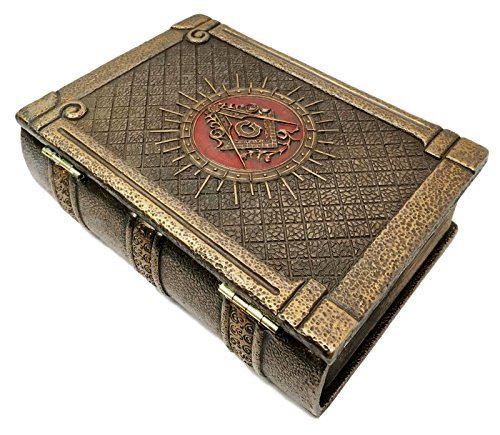 Ebros Masonic Symbol Freemasonry Square and Compasses Ritual Morality Hinged Book Box 5.75"Long