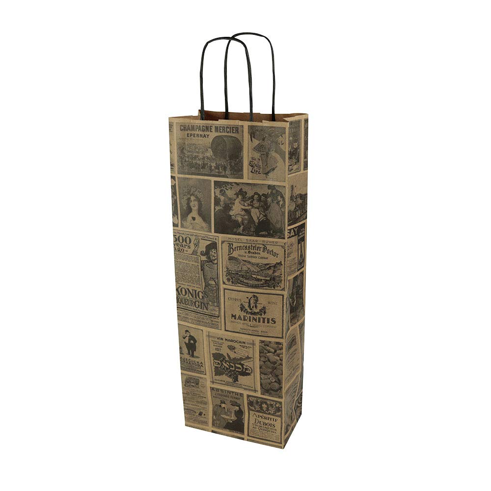 BIOZOYG bolsa para botellas bolsas de regalo 250 unidades 14 + 8 x 40 cm Vintage Bolsa para Botellas Bolsa para Vino Compostable Sostenible Embalaje de Regalo Vino