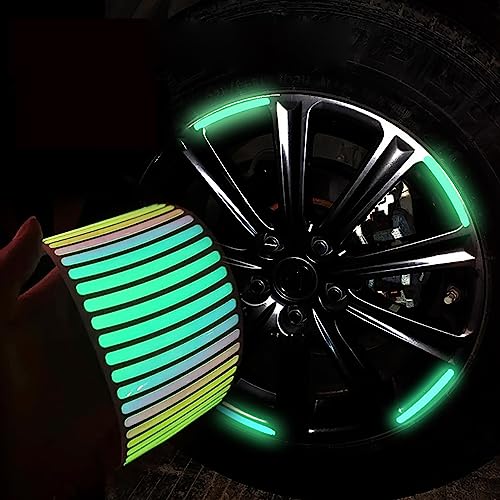 Image of 20PCS Car Wheel Hub Dazzle Color Strong Reflective Stickers for Cars Night Safety Warning Reflective Stripe Decal Auto Motorcycle Wheels Rim Cycling Bicycle Truck Car Stickers (Dazzle Color)