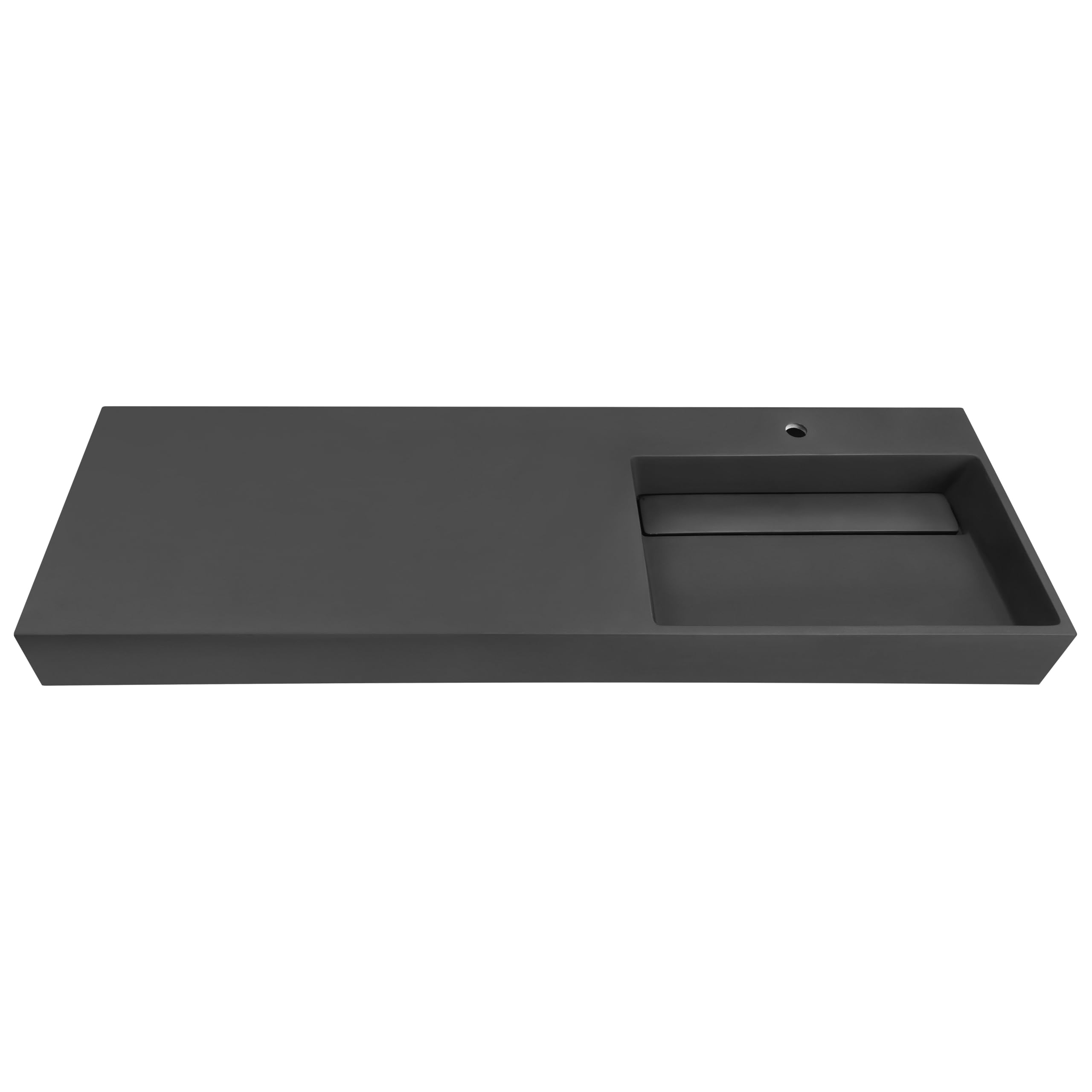 Lavabo suspendido de pared clásico rectangular fundición mineral acabado mate 150 x 48 cm negro Cusco