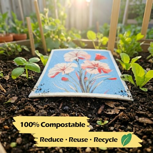 Image of 6 Pack Swedish Dishcloths for Kitchen, Reusable Absorbent Cleaning Cloths, Washable Quick-Drying Compostable Cleaning Rags for Home Housewarming Counter Wipes