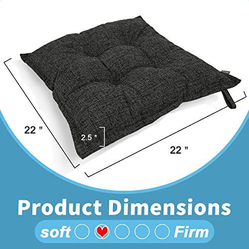 Sinosso Linen Floor Cushions 2 Pack, Large 22" Square Non-Slip Pillow Cushion Seating For Living Room Yoga Meditation, Black, 2Pcs #TOP4