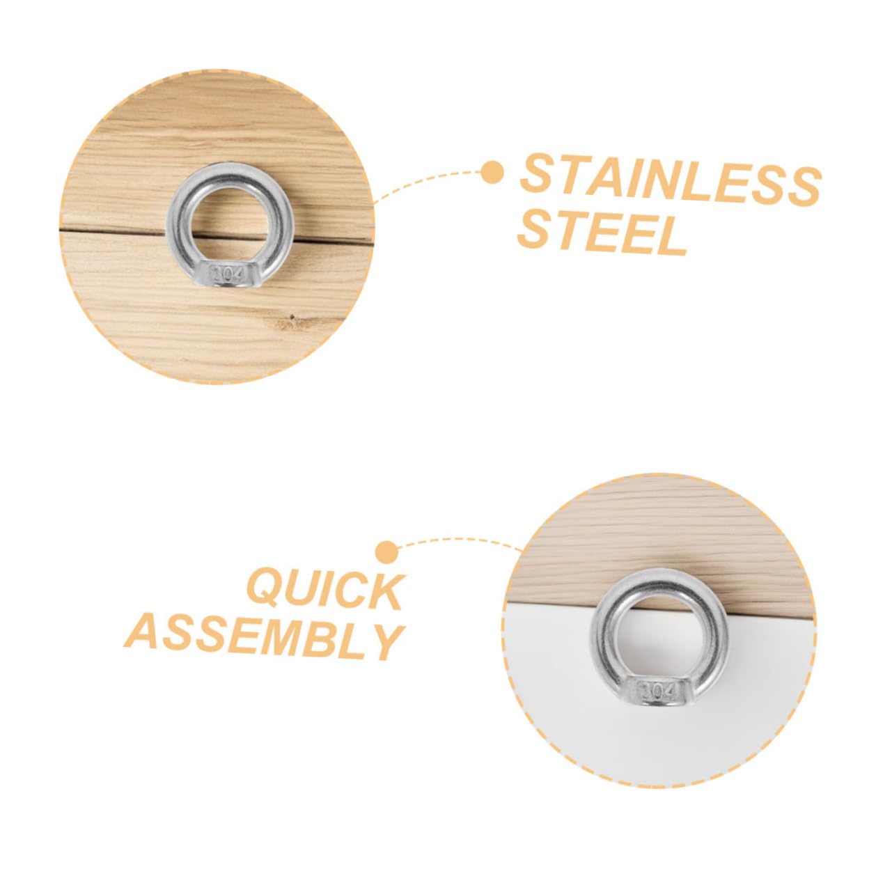 8pcs M8 Stainless Steel Marine Lifting Eye Nuts Heavy Duty Threaded Fasteners for Equipment Suspension and Outdoor Rescue