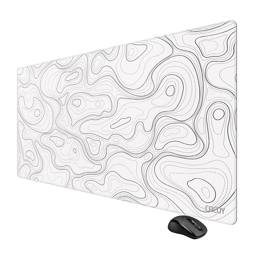 Tapis de souris de jeu blanc topographique Cacoy 1200x600 mm pour bureau et maison