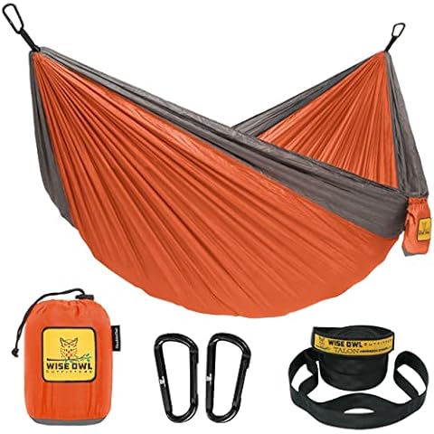 Wise Owl Outfitters Camping Hammock - Single or Double Sized Indoor & Outdoor Hammocks w/Storage Bag - Backpacking and Travel Accessories Cover