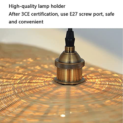 Lámpara mimbre beige y pantalla cesta bambú para accesorios iluminación interior 2