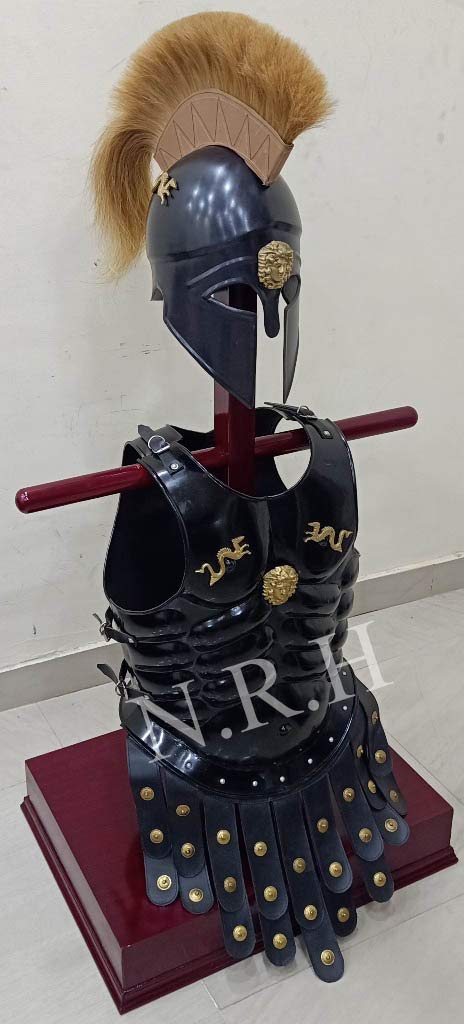 Nautical Replica Hub Medievale Greco Corinzio Casco Giallo Plume Con Armatura Templare Giacca Muscolare