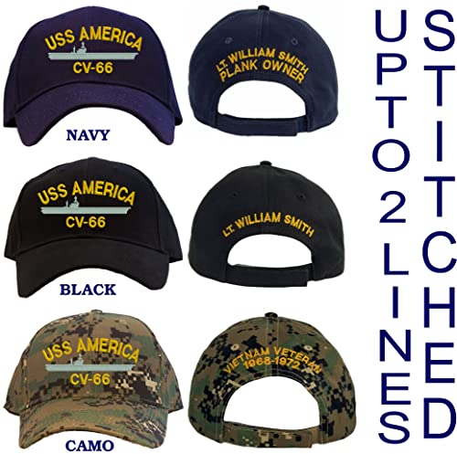 Gorra bordada personalizada USS America CV-66 azul marino miniatura 4