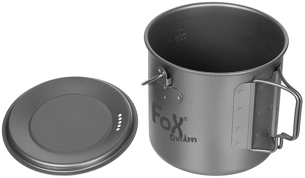 Fox Outdoor Topf, Titan mit Decke (klein 1,1 l)
