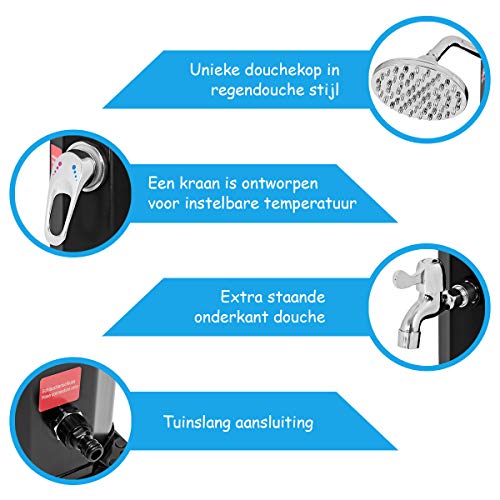 COSTWAY 35L Zonne-energie buitendouche 220cm met voet, zonnedouche, verstelbare douchekop en kraan, zwembad tuin… - Image 5