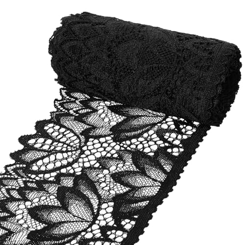 Ruban en dentelle noire, 10 cm de large, bordure en dentelle élastique, décoration pour vêtements, sous-vêtements, couture, bricolage, couture, mariage,...