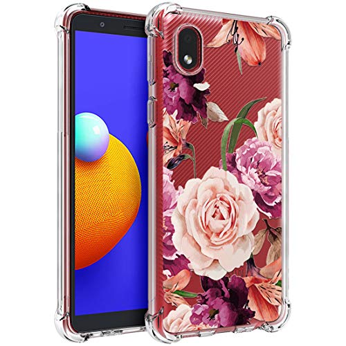 Osophter for Galaxy A01 Core Case,Galaxy M01 Core Case Flower Floral for Girls Women Shock-Absorption Flexible TPU Rubber Phone Cover for Samsung Galaxy A01 Core(Purple Flower)