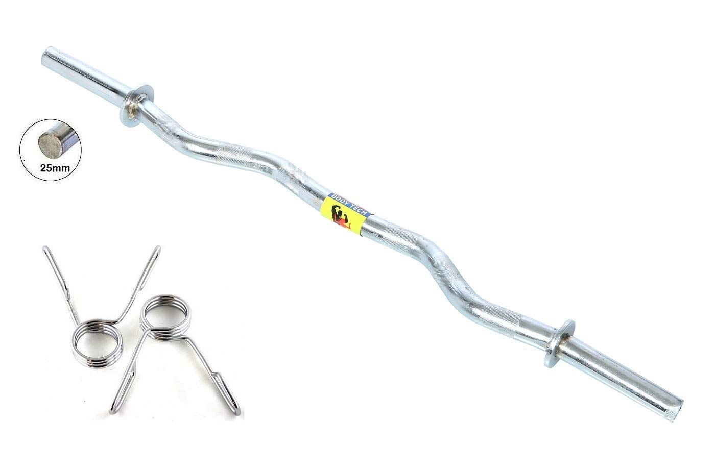 BODY MAXX Steel 25mm Curl Bar with 2 No Spring Locks, 3ft (B07B8RJFHD) Amazon Price History, Amazon Price Tracker