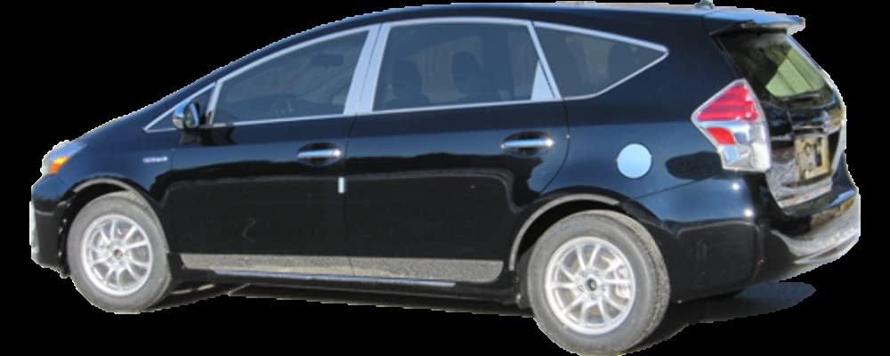 QAA is Compatible with 2012-2017 Toyota Prius V 4 Piece Stainless Rocker Panel Trim, Lower Kit, 3.250" - 4.0625" Tapered Width TH12700