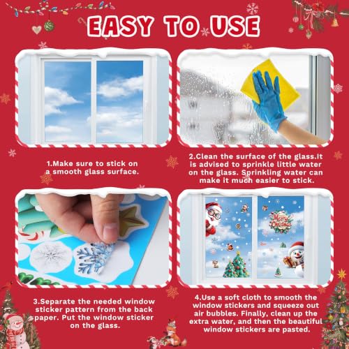 Joeyan Christmas Window Clings Decorations, 9 Sheets Cute Gnome Penguin Christmas Window Decals, Double Sided Reusable Static Cling, Double Sided Winter Window Stickers for Glass Home Classroom Decor - Image 7
