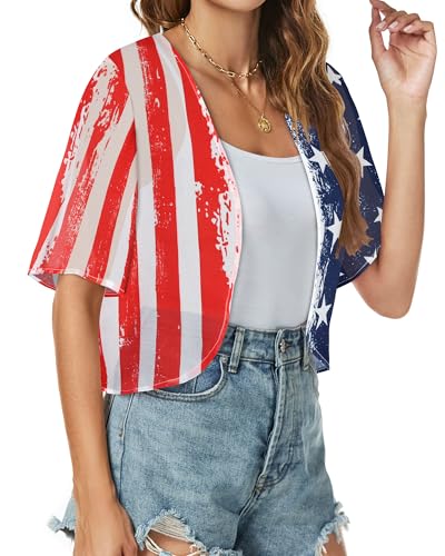 Image of ZNVGIRL Women Shrug Chiffon Cardigans Open Front Short Sleeve Bolero for Evening Dressy 2026
