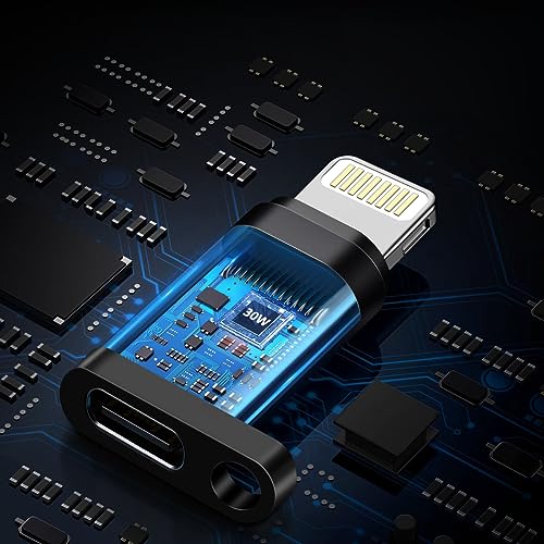 Image of Kinsound USB Type C Female to Lighting Male Adapter Converter with 30W PD Fast Charging Connector for iPhone 13 12 11 Airpods iOS Device