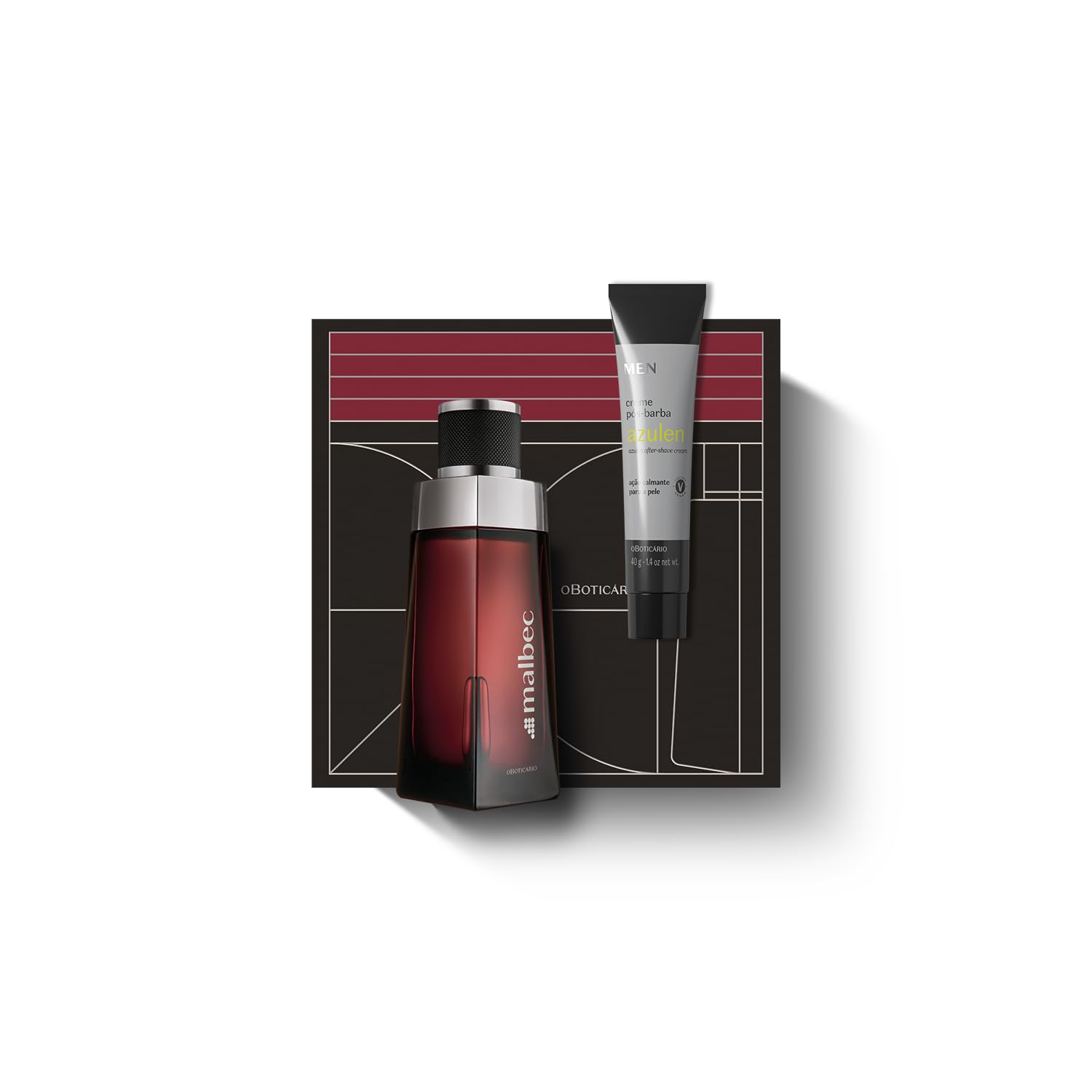 O Boticário Malbec Coffret Regalo Set Perfume y Cuidado de la Piel | Malbec Perfume EDT 100 ml y Crema MEN Azulen Aftershave 40g