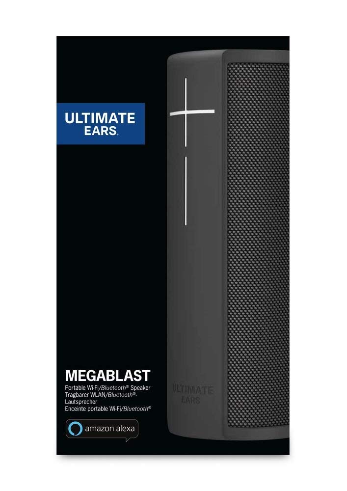 Ultimate Ears Megablast Enceinte sans Fil Portable Connectée, Wifi et Bluetooth, Basses Puissantes, Amazon Alexa Intégrée, Etanche, Batterie 16h, Connection Multiple, Fonction Mains-Libres - Noire