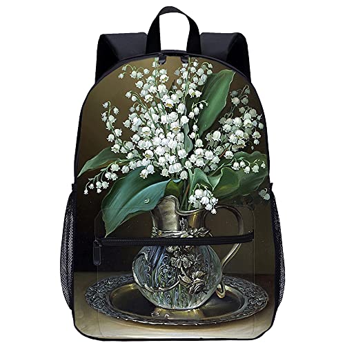Sac à dos mode personnalité motif fleur relief 3D structure légère et robuste