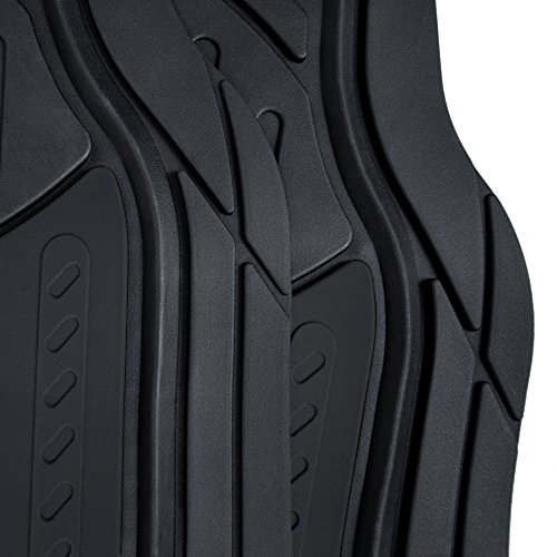 Image of FH Group Monster Eye Full Set Rubber Floor Mats w. Trimmable Vinyl Trunk Liner /Cargo Mat Black- Fit Most Car, Truck, SUV, or Van (Black) F11313- F16403