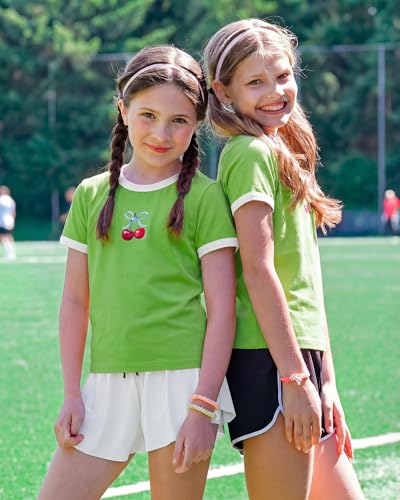 Image of Stelle Girls Graphic Tees Short Sleeve Girls Shirts Cute Tops Crew Neck Casual Basic Summer T-Shirt for Kids Teen 4-15 Years