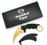 Snake Eye Tactical Gold Karambit Style Full Tang Neck Knife Outdoors Camping Fishing Hunting