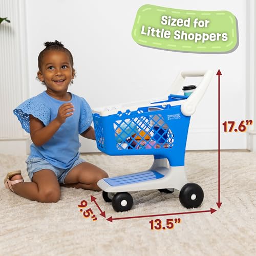 image for Acorn Avenue Let's Go Shopping Pretend Scan & Sort Shopping Cart, Stur