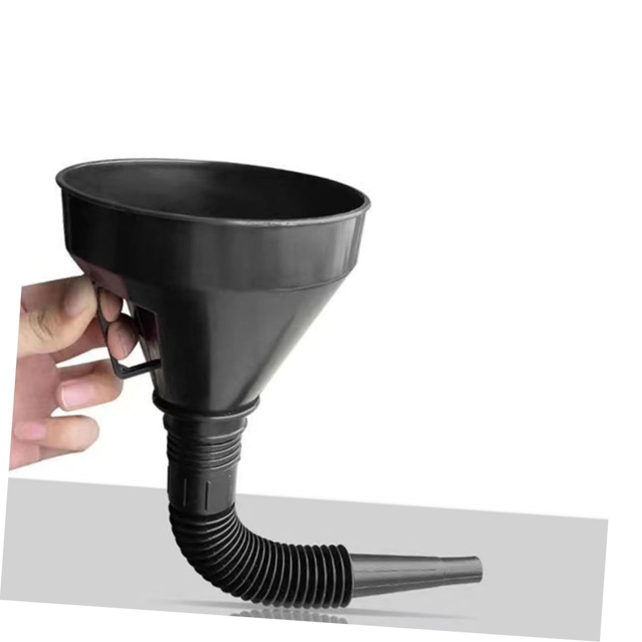 Embudo de Gasolina Multifunción 165mm Manguera, 2 Piezas | Plástico Negro, Boca Ancha Alargada, Uso Automotriz, para Trasvase de Fluidos y Repostaje Rápido