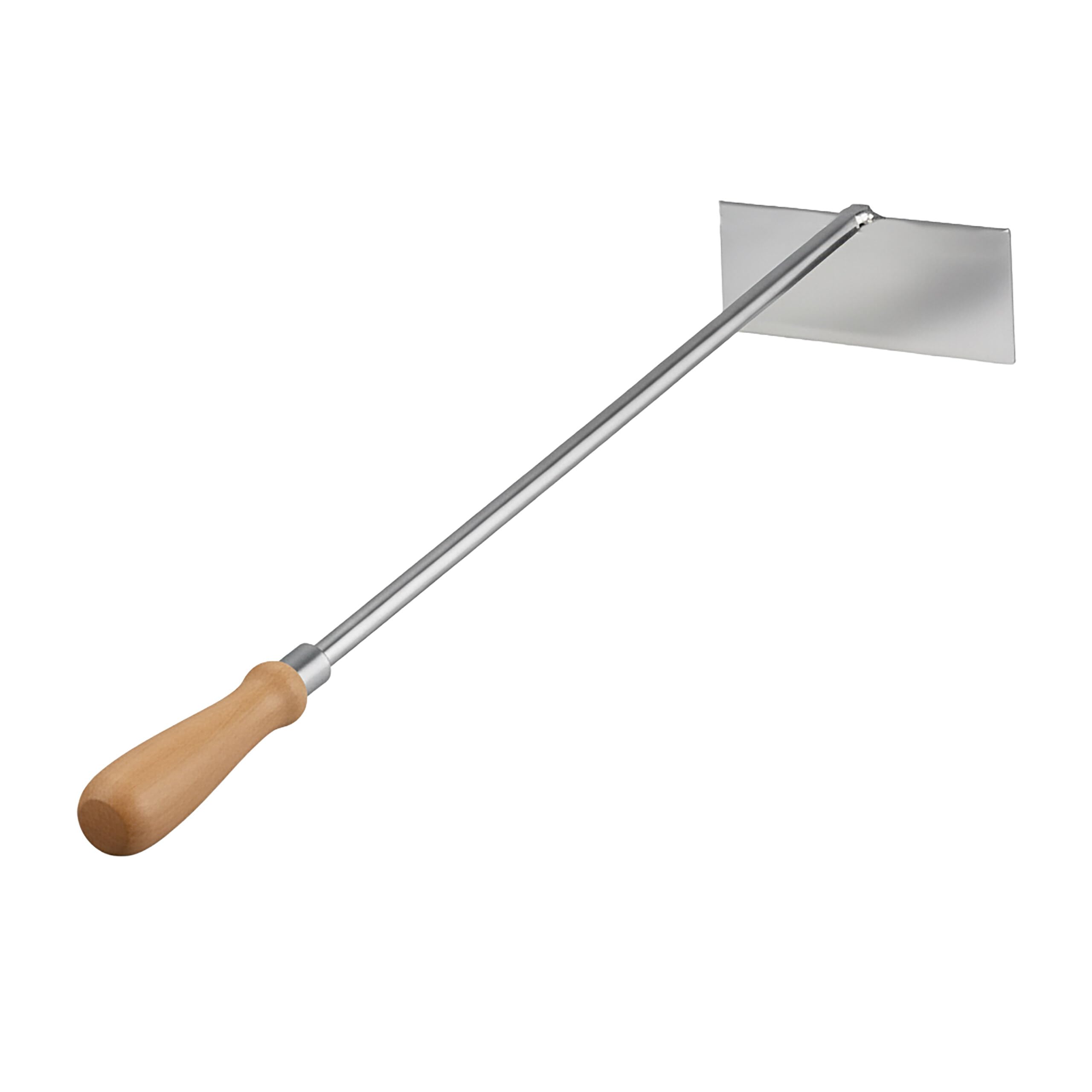 Rascador de Cenizas Relaxdays, Acero Inoxidable, Mango de Madera, 58,5 cm, Pala para chimeneas, Gancho para Cenizas.