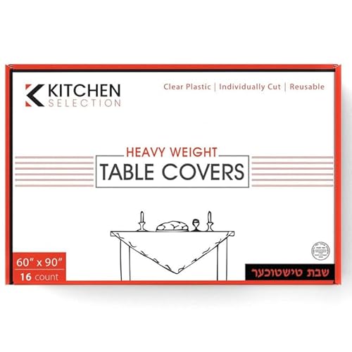Nicole Fantini Kitchen Selection Disposable Clear Heavy Weight Table Covers or Cover Protector: Pre Cut for use on Shabbos, Great for All Occasions (60