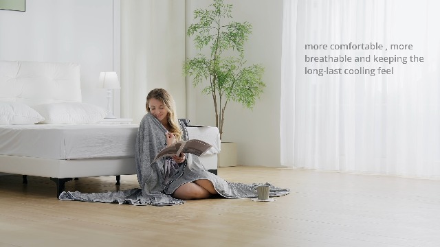 Hugsigx Cool Silicone Thin Blanket - All Season Travel & Camping Cool Blanket, Breathable For Hot Sleepers (Creamy White, 79x91)