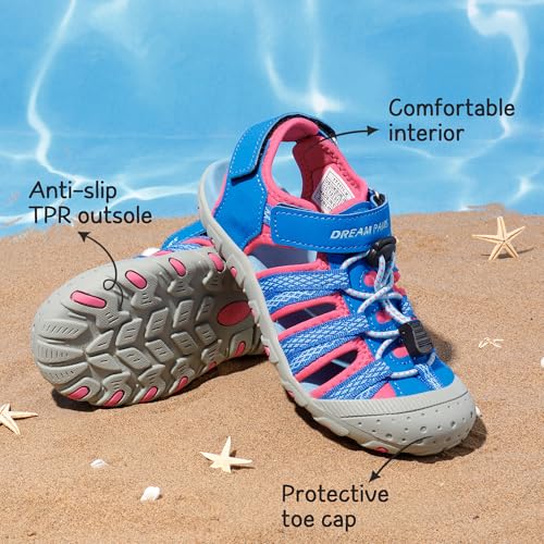 Image of DREAM PAIRS Unisex Summer Water Athletic Sandals | Closed-Toe Protection Quick-Drying Upper Comfort Footbed Durable Non-Slip Sole Hook-And-Loop Outdoor Sport Walk Hike