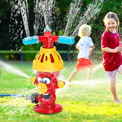 Wassersprinkler für Kinder, Drehbarer Schnecken Sprinkler, Outdoor Gartenspielzeug, Rasen Sprinkler mit Schlauchanschluss&Bodenhalter, Sicher&Langlebig, Sommer Wasserspaß für Jungen/Mädchen (Style 2)