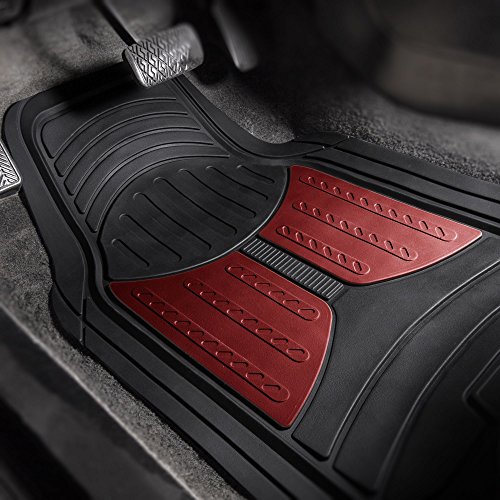 Image of FH Group Automotive Floor Mats - Heavy-Duty Monster Eye Rubber Floor Mats for Cars, Universal Fit Full Set, Climaproof Floor Mats, Trimmable Floor Mats for Most Sedan, SUV, Truck Floor Mats Burgundy