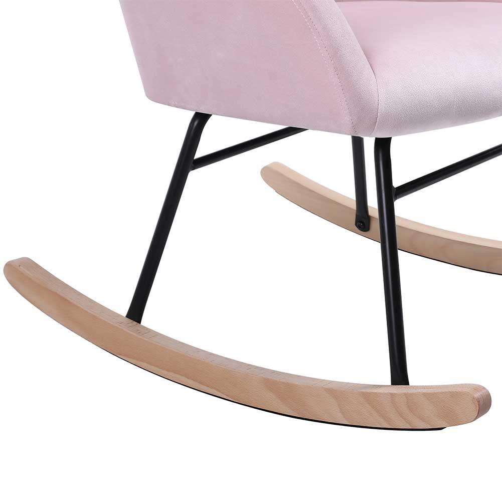 BAKAJI Poltrona Sedia a Dondolo Relax Casa Rivestimento in Tessuto Struttura Legno Imbottita Piedi in Metallo Base Dondonlante Legno Dimensione 60 x 78 x 78 cm Design Moderno Scandinavo (Rosa)