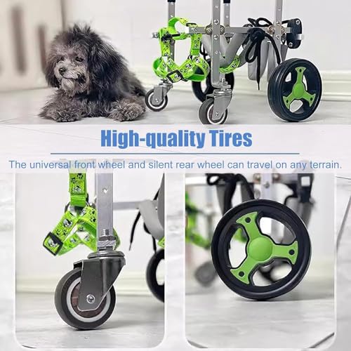 Silla de ruedas para perros ajustable, carrito de soporte completo para patas traseras 7