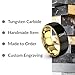 Zealot Jewelry Tie Ring Gift for Fashion Forward Black Gold Tungsten Engraved Men's Wedding Band Proposal for Men Matching Engagement Set for Wife Women's 30th Anniversary 83rd Anniversary Size 4
