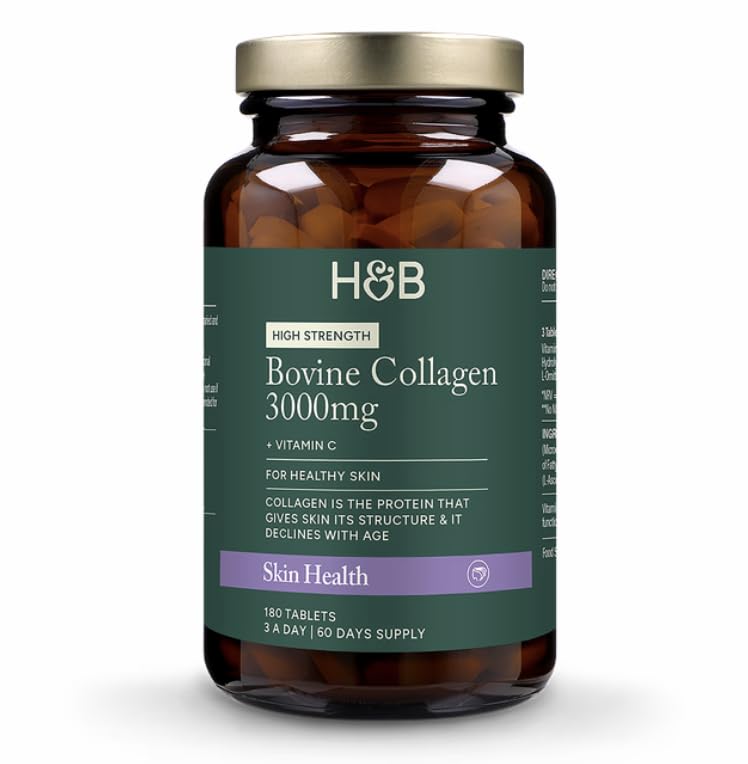 Holland & Barrett Bovine Collagen Tablet 3000mg - Type I Collagen Peptides - Hydrolysed Collagen with Vitamin C - Hair, Skin & Nails - 180 Tablets, 0.23 kilograms