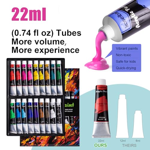 image for koseibal Acrylic Paint Set for Kids, Art Painting Supplies Kit with 18