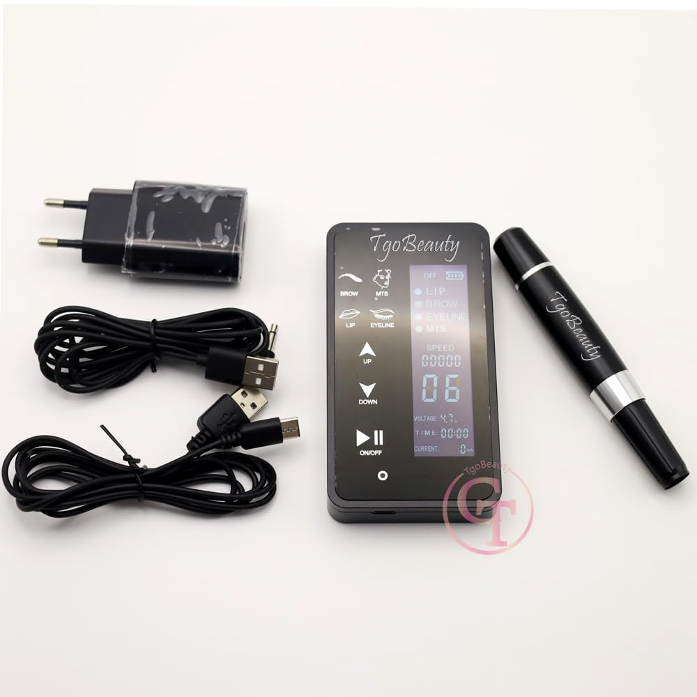 Kit de máquina de tatuaje de maquillaje permanente digital inteligente con panel táctil, 15 niveles de velocidad y 4 modos para cejas, delineador de ojos, labios y MTS (Nero)