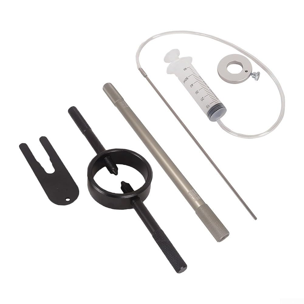 Kit di strumenti per la manutenzione della forcella di moto con strumento compressore molla forcella, strumento di spurgo asta ammortizzatore e strumento di livello dell'olio compatibile con la